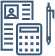 document, calculator and pen icon